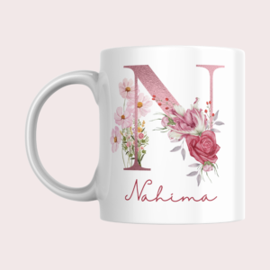 Taza Inicial Flores con Nombre
