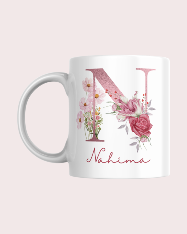Taza Inicial Flores con Nombre